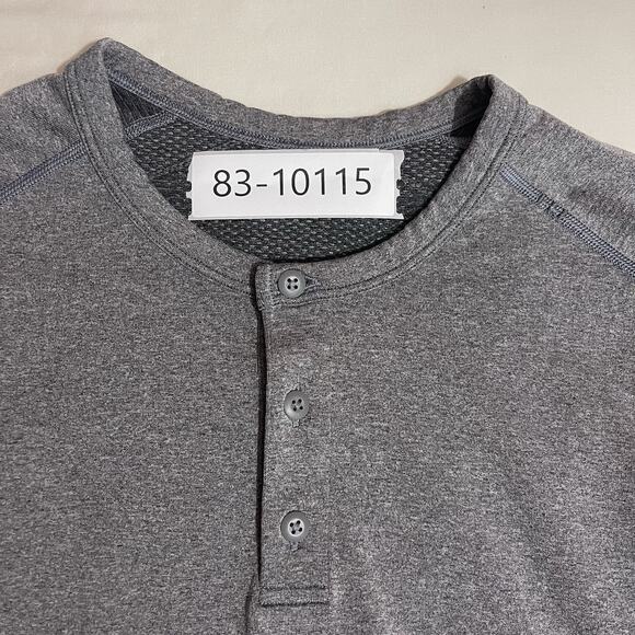 Lululemon Metal Vent Tech Shirt Mens Large Gray Henley Long Sleeve - Picture 10 of 11